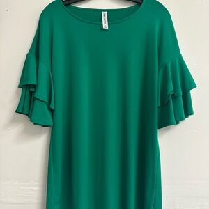 Zenana Outfitters Green Ruffle Sleeve Blouse
